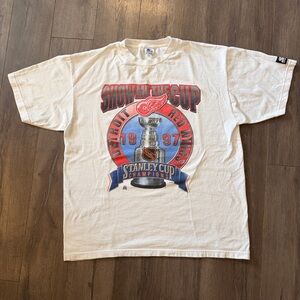 1997 Detroit Red Wings White 'Show Me The Cup' Stanley Cup STARTER -Shirt